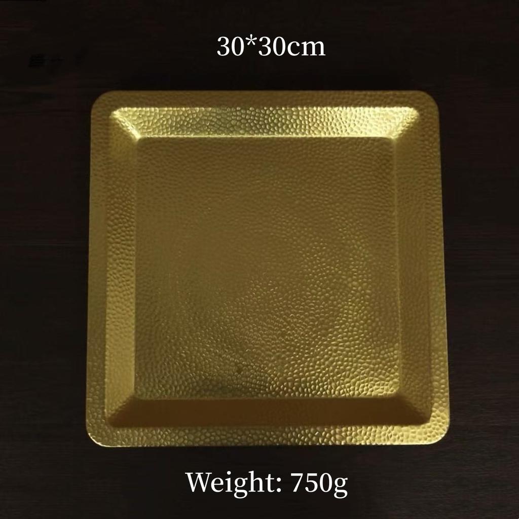 Multiple Sizes Rectangle Shape Copper Fruit Tray,Vintage Hammer Texture Home Food Plate Tableware,Snack Disc Table Decoration