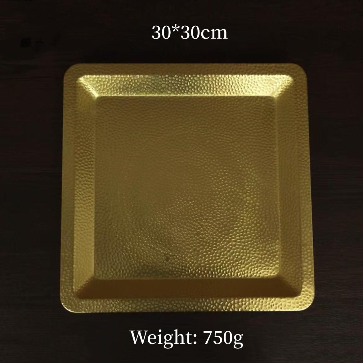 

Multiple Sizes Rectangle Shape Copper Fruit Tray,Vintage Hammer Texture Home Food Plate Tableware,Snack Disc Table Decoration