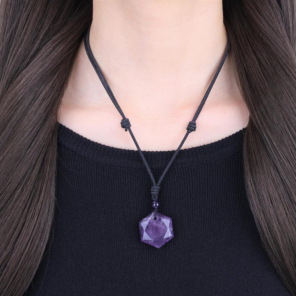[COAI] Amethyst Hexagram Necklace (February Birthstone) - Unisex