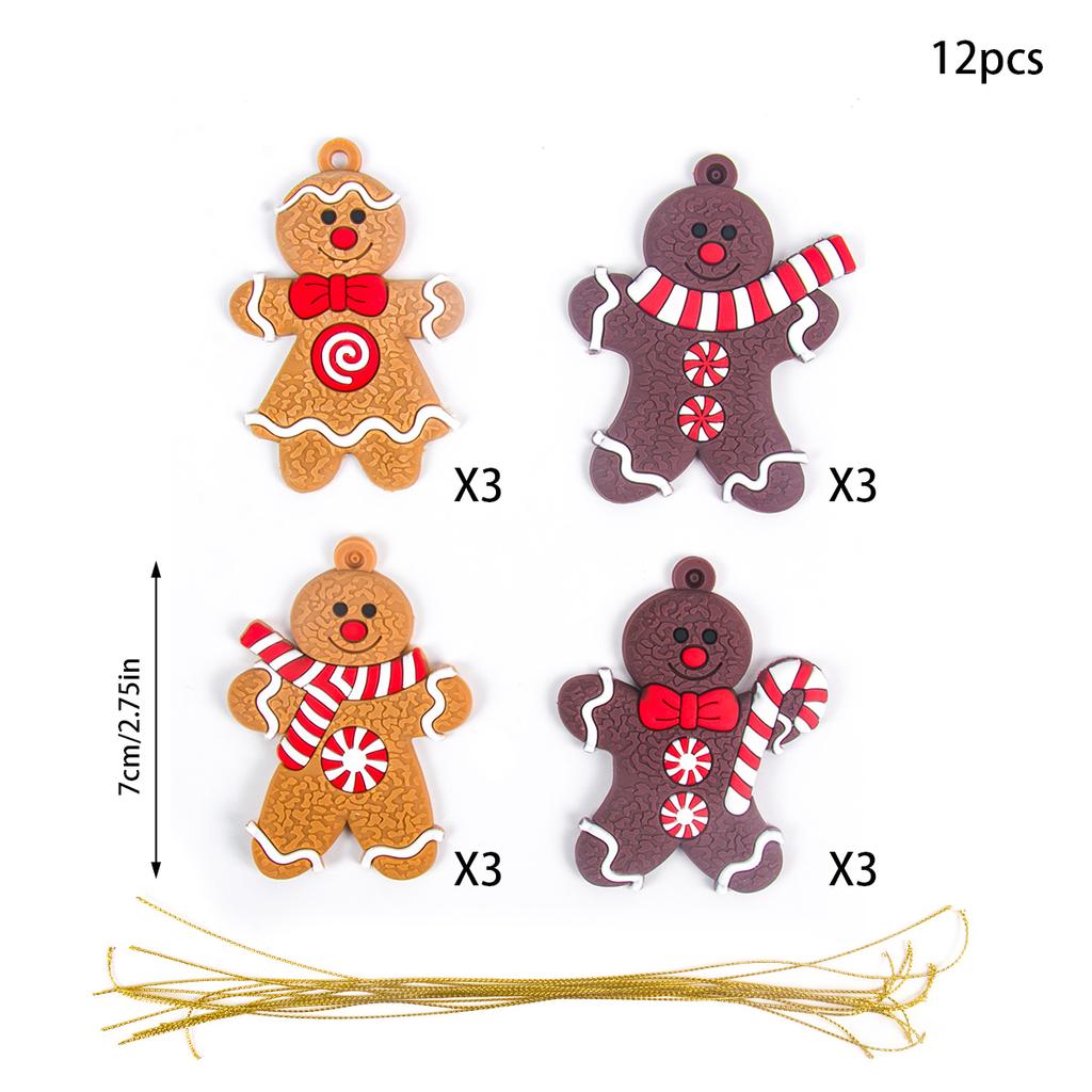 1 sada ozdob s perníkem, vánoční dekorace, závěsné přívěsky na stromeček, přívěsky na doma, děti, novoroční dárek 2025, navidad dekorace