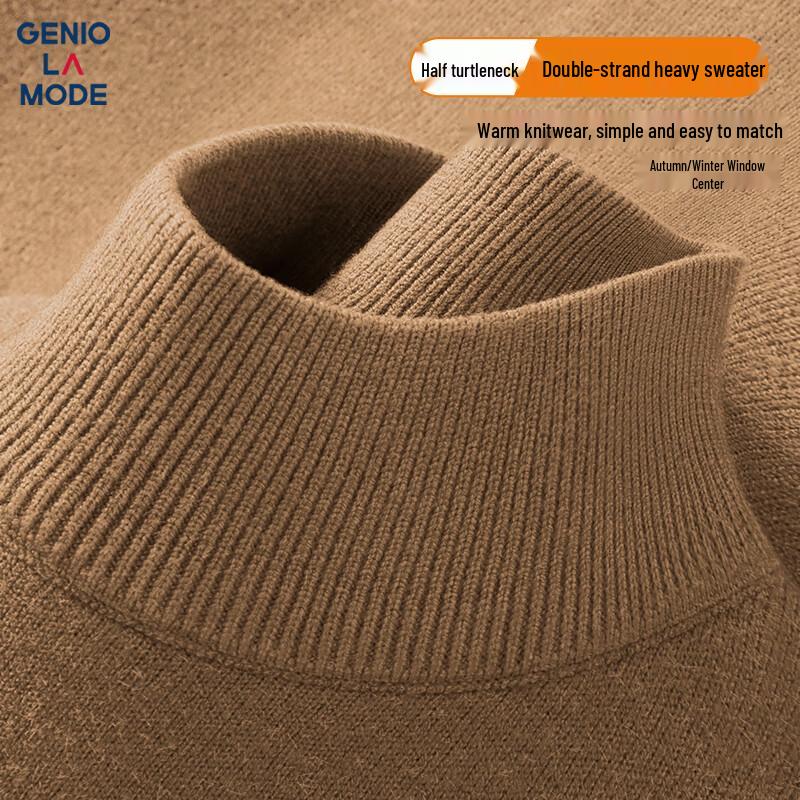 GENIOLAMODE Men's Fleece-Lined Mock Neck Sweater