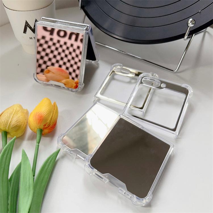 Applicable to Samsung Z Flip5 folding screen mirror mobile phone case Z Flip6 makeup mirror anti-drop case back cover protective case