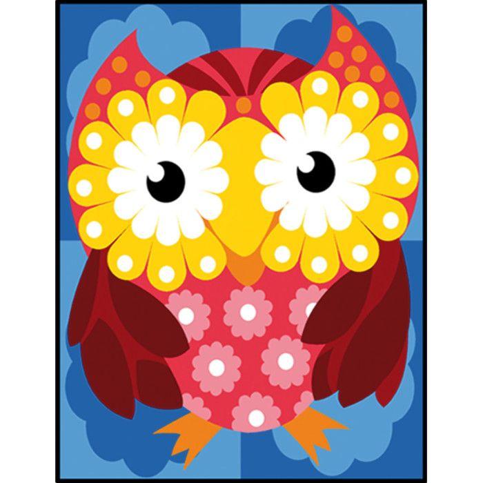 Canevas antique Chouette fleurs 40x50cm