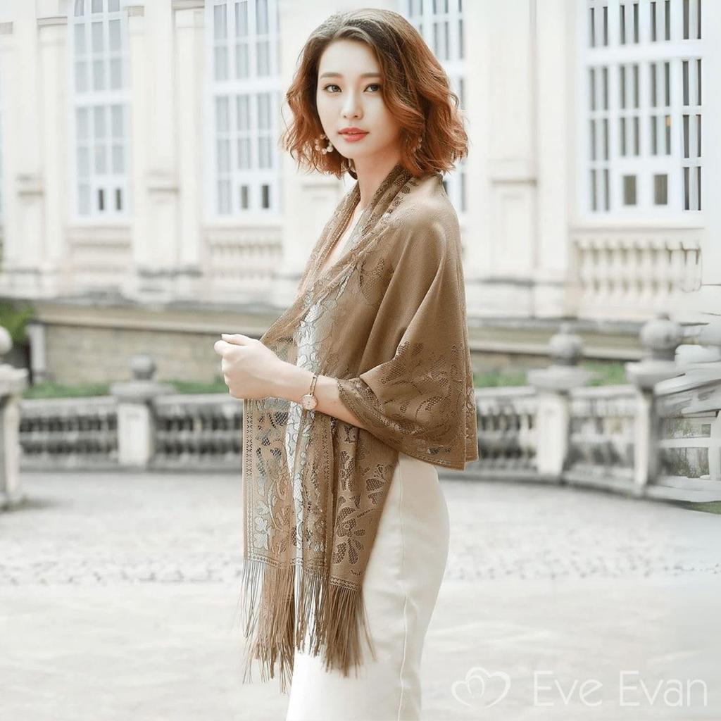 Eve Evan Lace Stole with UV Protection and Air Conditioning Perfect for Formal Nights Office Dress Dress Brown Women's Protection, Occasions,