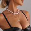 Beaded Pearl Baroque Ocean Wind Vintage Clavicle Chain Starfish Shell Pendant Necklace