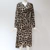 Women's Spring Autumn Dress Leopard Printed V-Neck Long Sleeve Tie Dresses