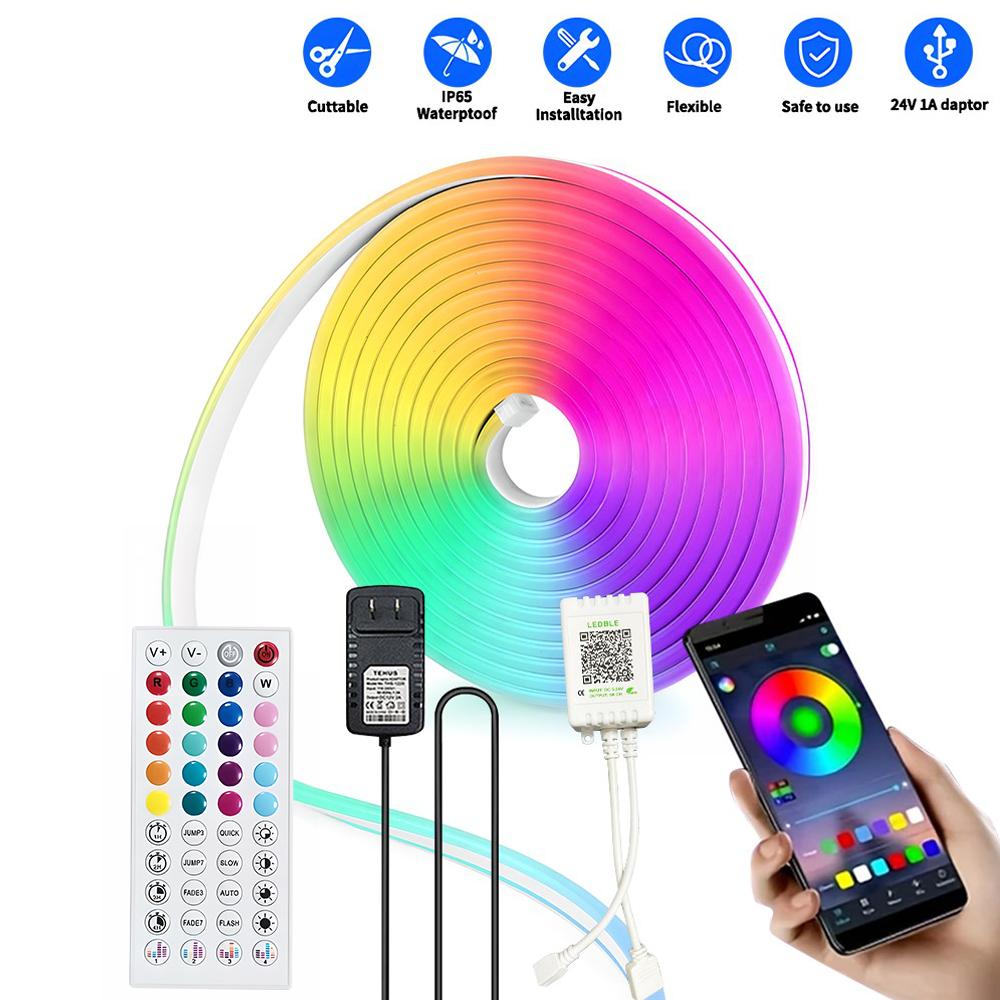 30M Outdoor RGB Neon Lights 24V Flexible Waterproof Silicone Neon Rope Light Gaming Home Decor DIY Wall Led Neon Strip Lights