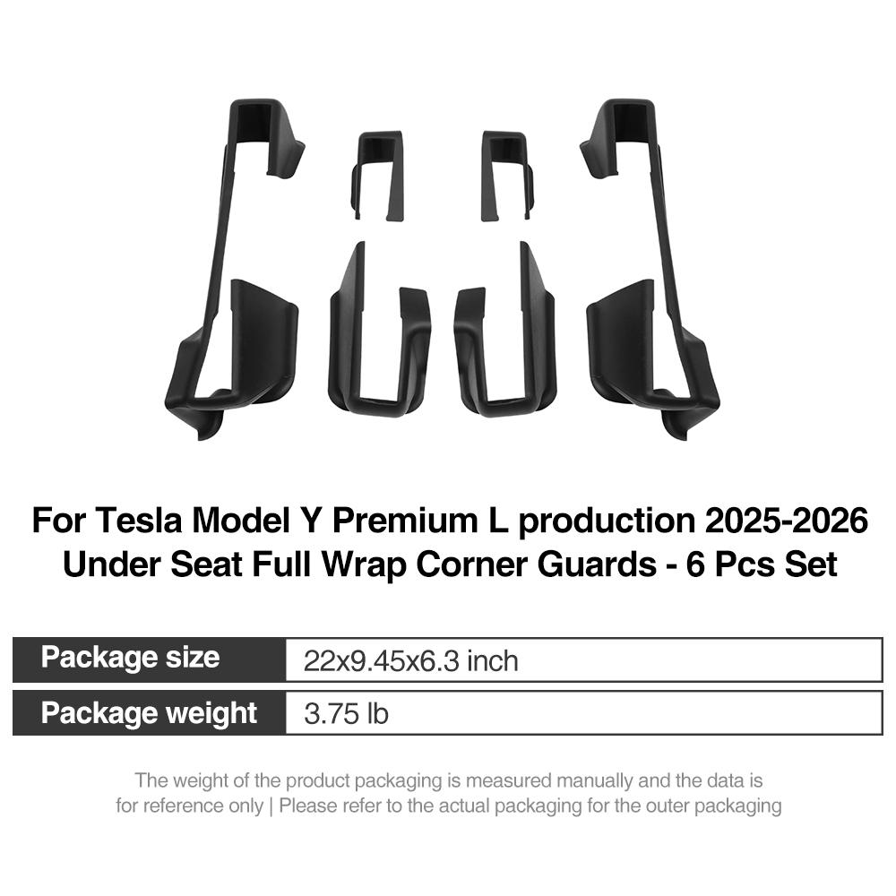TPE Anti Kick Underseat Full Wrap Guards 6PCS For Tesla Model Y Premium L 2025-2026 Car Interior Accessories