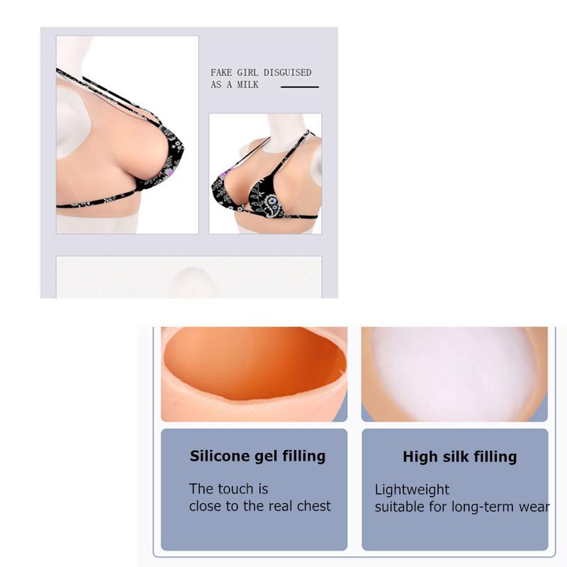 Round Neck Silicone Prosthetic Breast That Can Shake Women's Clothing Big Shot Oversized Cosplay Fake Chest Comic Exhibition Anchor Supplies