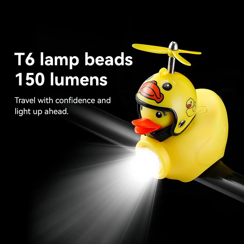 Luce per Bicicletta da Bambino Ciclismo Notturno Paperella Gialla Campanello per Bambini Tromba Torcia Faro per Bicicletta per Ciclismo Lampada Anteriore per Bicicletta