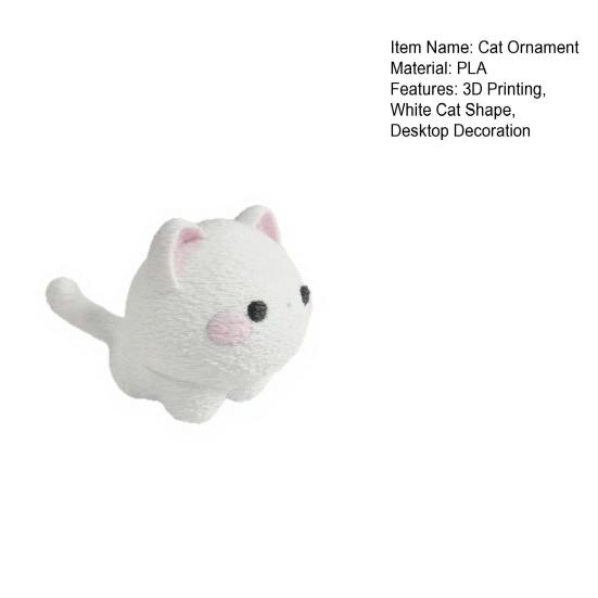 Jijijing Mini Statuetta di Gatto Stampata in 3D, Statuetta Decorativa di Gattino Bianco Cartone Animato, Scultura Animale Moderna per Decorazione da Scrivania, Regalo per Amanti degli Animali