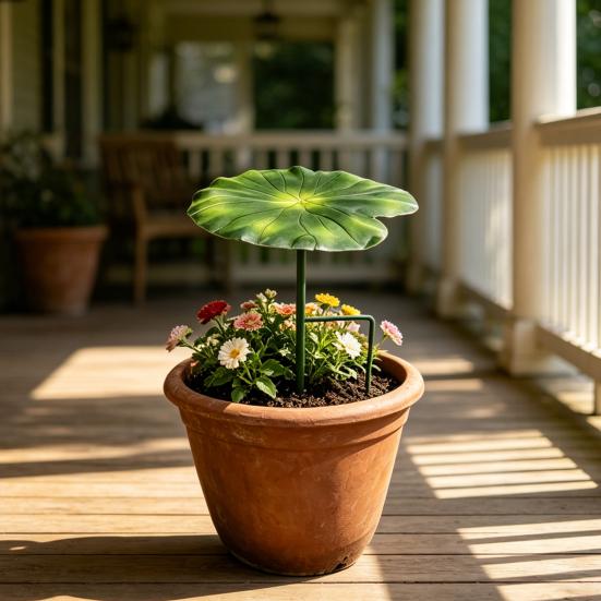 Copertura Ombreggiante per Piante da Taglio a Terra a Foglia di Loto, Protezione Solare in Metallo con Vernice Antiruggine Impermeabile, Ombrello da Giardino per Fiori in Vaso Piantine,