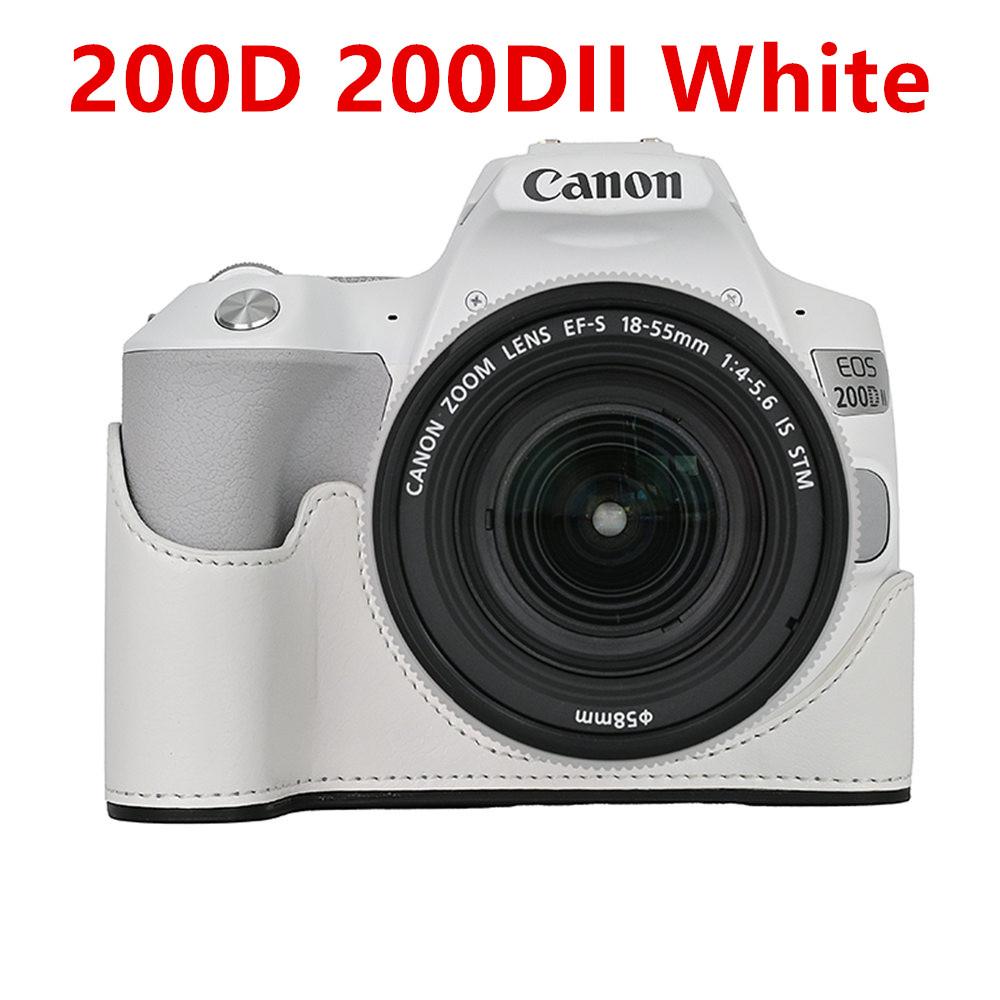 Camera Bag PU Leather Half Body Case for Canon EOS R50 R10 200D 200DII Battery Opening Bottom Cover