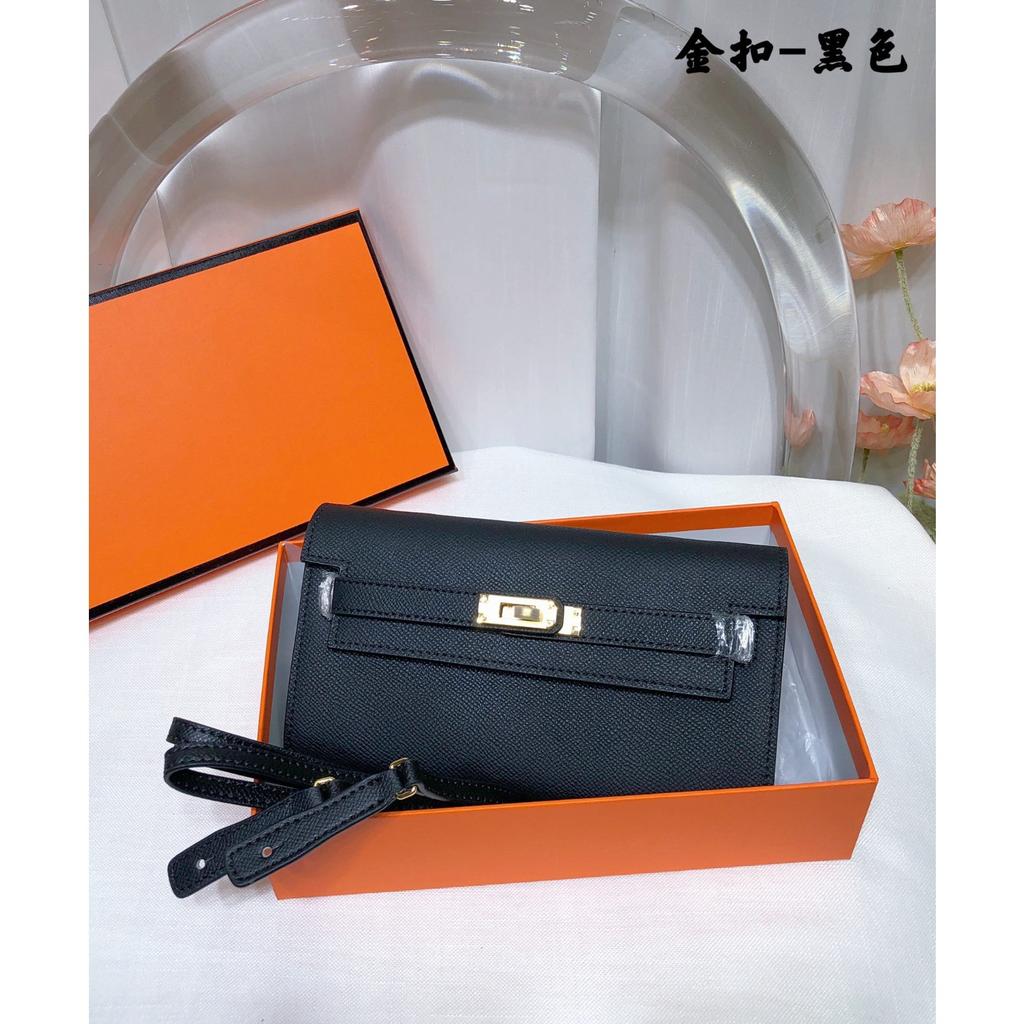 Neue Kelly-Geldbörse aus Rindsleder erster Schicht, Damenhandtasche aus echtem Leder, Handflächenmuster, lange Clutch-Tasche, Umhänge-Umhängetasche.