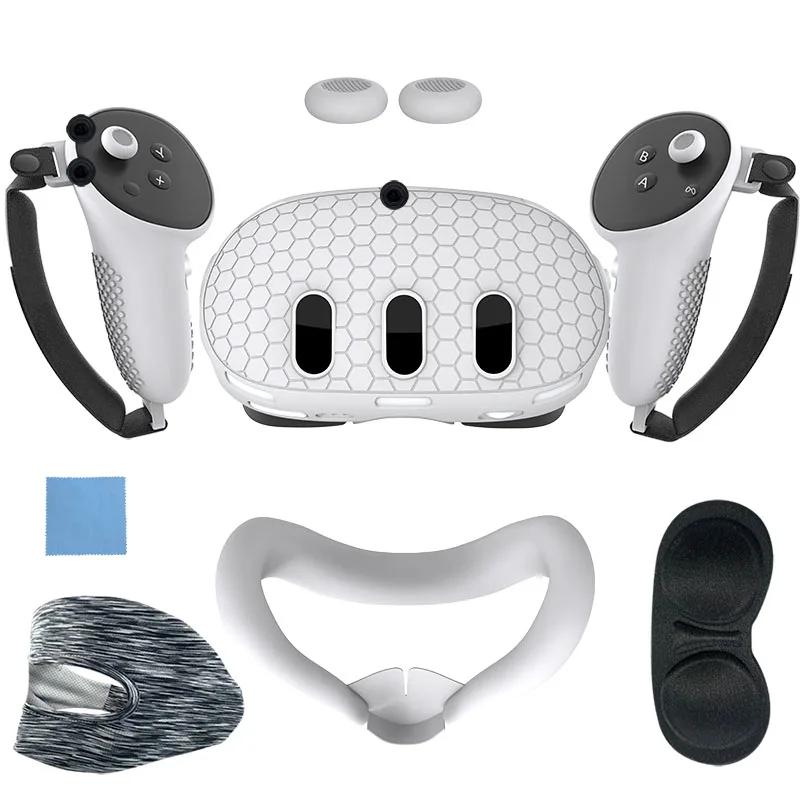 For Meta Quest 3 Accessories Silicone Protective Cover Shell Case VR Headset Head Face Cover Eye Pad VR Bag For Oculus Quest 3