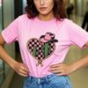 Retro Western Cowboy Hat Printed Womens Short Sleeved Tshirt Summer Round Neck Suitable for Versatile Daily Use