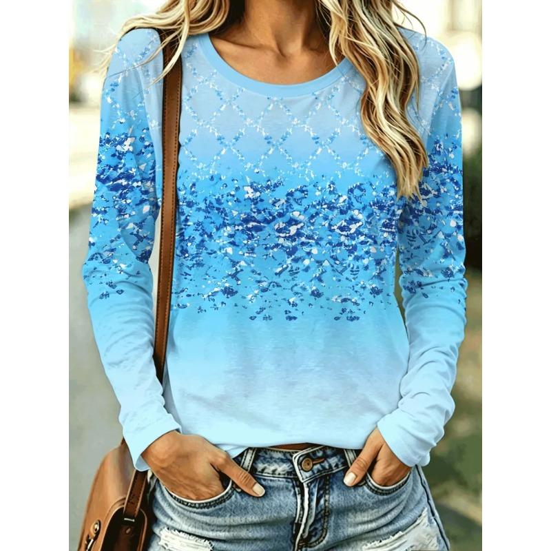 Autumn Women's 3D Printed Crew Neck Long Sleeve T-Shirt