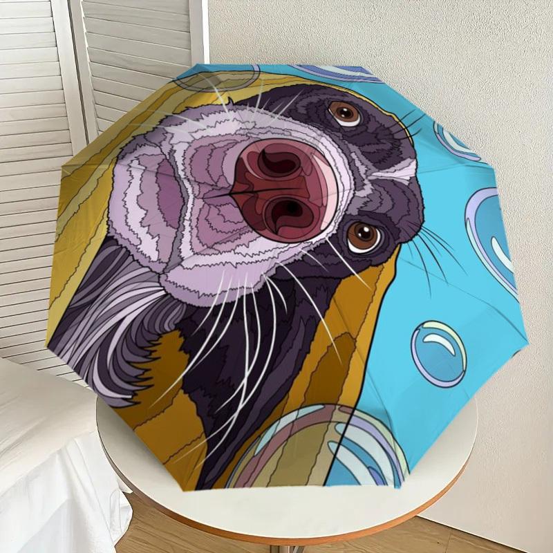 

1pc Dog Head Print Automatic Folding Umbrella - Compact 8-Rib Design,Perfect Gift for Friends & Family yy250926036