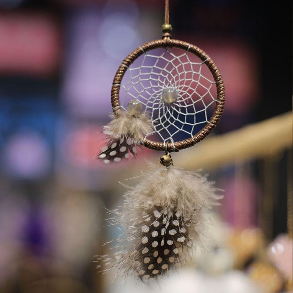 

Коричневый мини-Ловец снов перо жемчуг Ловец снов кулон настенный орнамент спальня