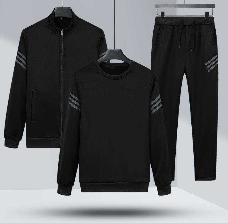 Men's Spring/Autumn Three-Piece Running Suit: Cardigan & Long Pants for Middle-Aged & Elderly Casual Wear