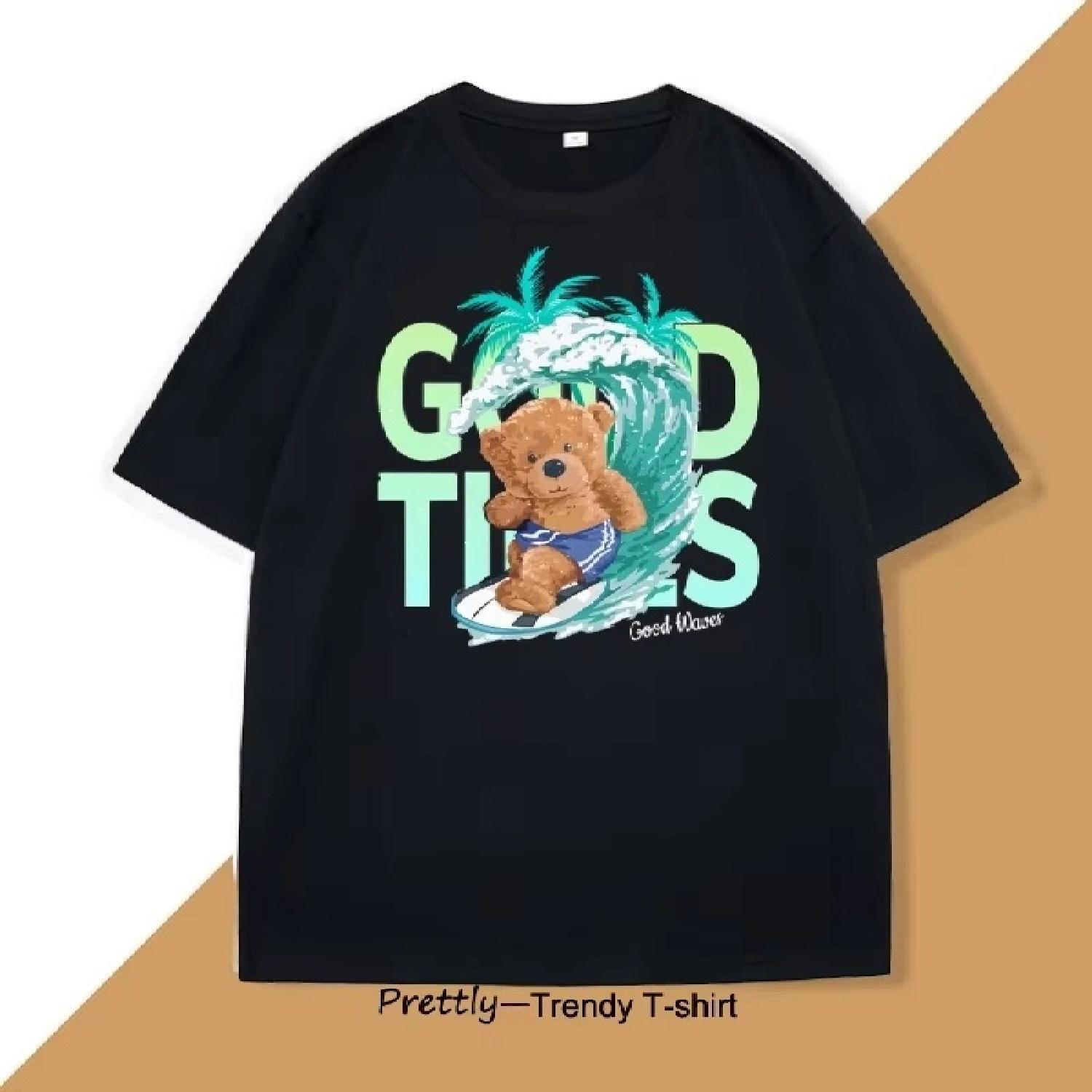 

Funny Surf Bear T Shirt Men Women Clothing Summer Cotton Short Sleeve Tee Fashion Round Neck Graphic T Shirts Mens Clothing XXXXXL різнокольоровий