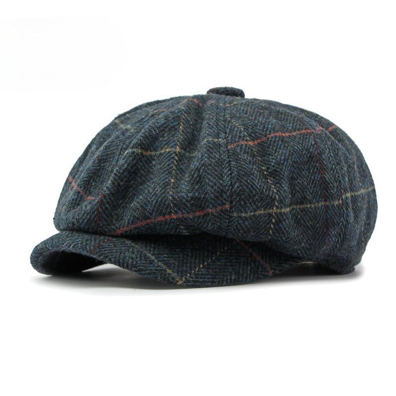 2025 New Autumn Winter British Retro Octagonal Hat Men Women Newsboy Cap Classic Herringbone Plaid Cabbie Hat Fashion Painter Cap Gatsby Style