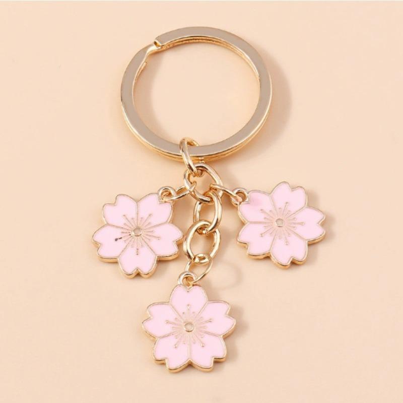 Cherry Blossom Keychain Cute Sweet Metal Pendant Accessories Airplane Kitten Alloy Pendant Fun