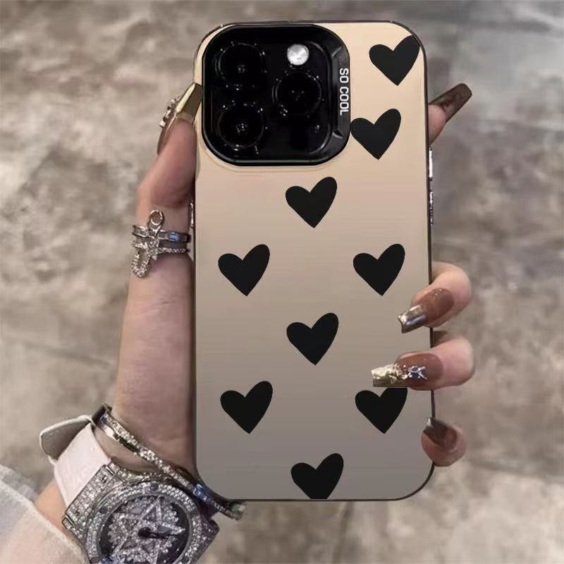 Black Love Is Suitable for Apple 16Promax Mobile Phone Case, Personalized Vitality Case iPhone15/14/13, Europe and America 12.