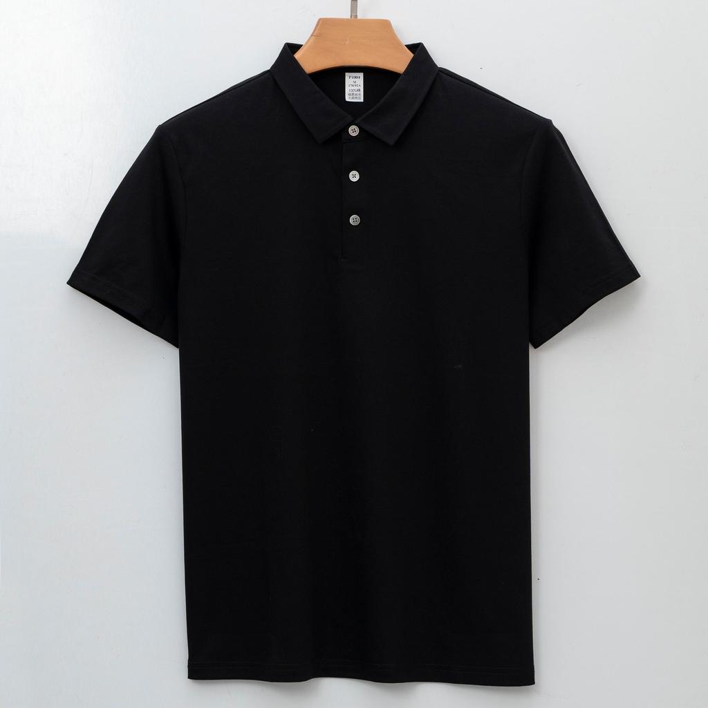 Hochwertiges Baumwoll-Poloshirt Kurzarm Bügelfrei Langstapel-Baumwoll-T-Shirt Nahtloser Hals Poloshirt Herren