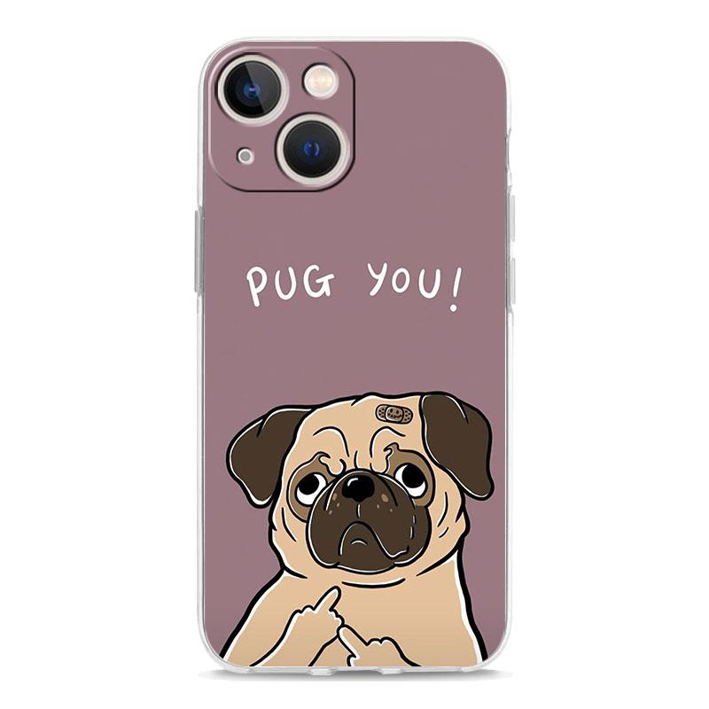 Phone Case For iPhone 17 Cases iPhone Air 16 15 12 13 14 Pro Max 7 8 Plus 16Pro iPhone11 Soft Cover Animal Pug close up