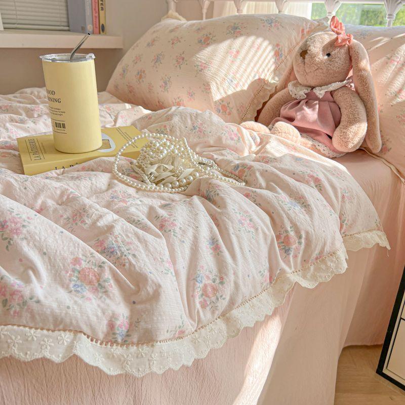 Doppellagige Gaze Spitze Rüsche Kleines Blumenmuster Sommerdecke Klimaanlage Maschinenwaschbar Sommer Kühl Nickerchen Dünne Decke