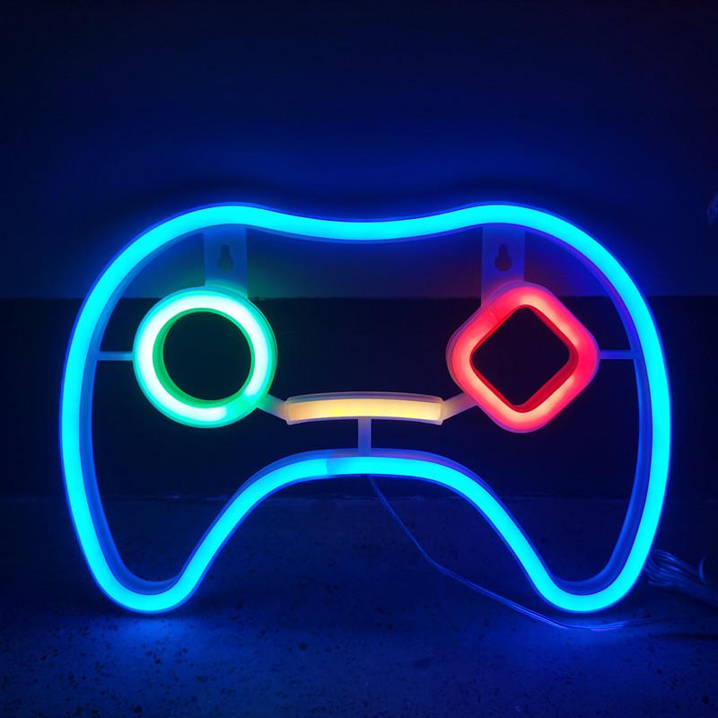 Neon Game Controller Wall Light: Colorful Decorative E-Sports Room Lighting