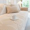 Velvet Short Plush Sofa Cushion Embossed Design Non-slip Cushion Towel Machine Washable Home Decor Slipcover
