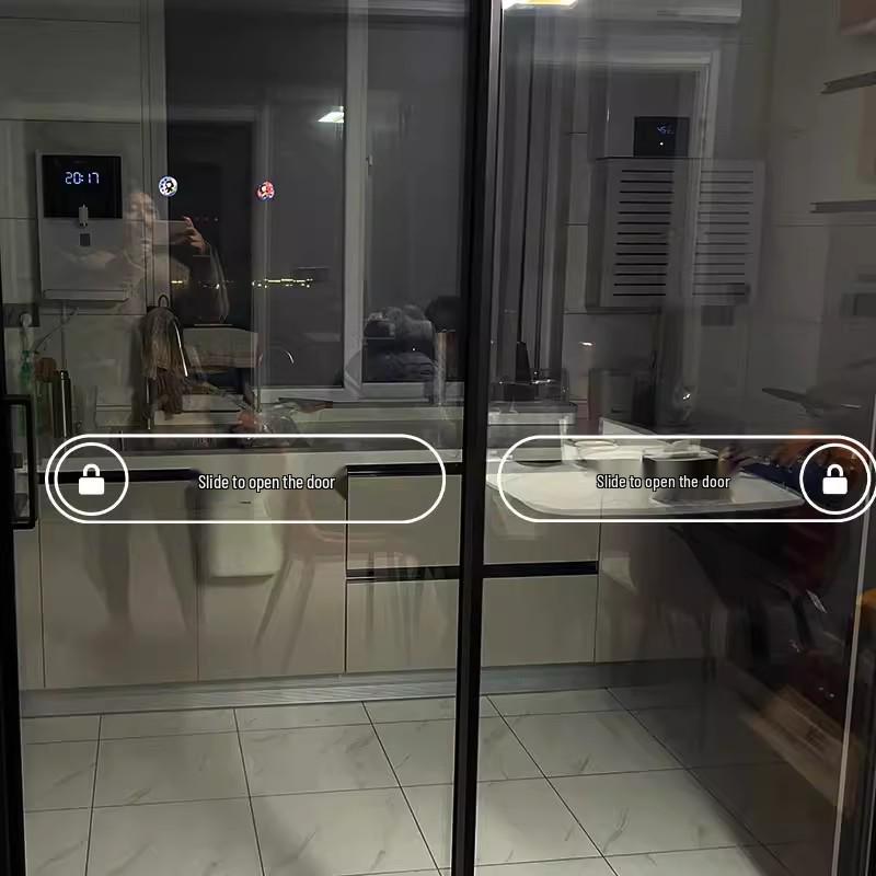Self-Adhesive Sliding Unlock Text Wall Stickers for Mobile or Home Glass Doors