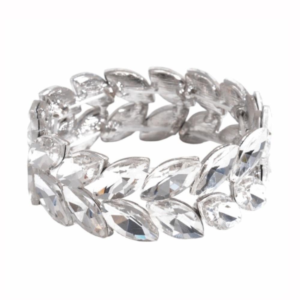 Elastic Band Rhinestone Bracelet Marquise Shape Geometric Charm Bracelet for Women