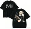 Stylish Washed Black Oversized T-Shirt with Death Note Character Group and Logo Print Women And Men T-shirts