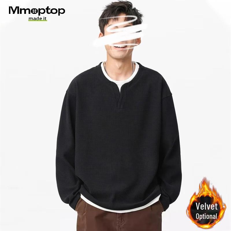 

MMOPTOP Men s Japanese Style Color-Blocked Faux Layered Round Neck Sweatshirt XL