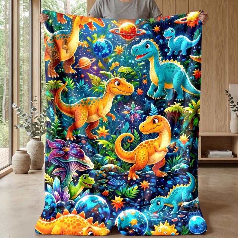 Fantasy Dinosaur World Theme Blanket Lightweight Warm Flannel Blanket Decorative Throw Blanket for Home Decoration