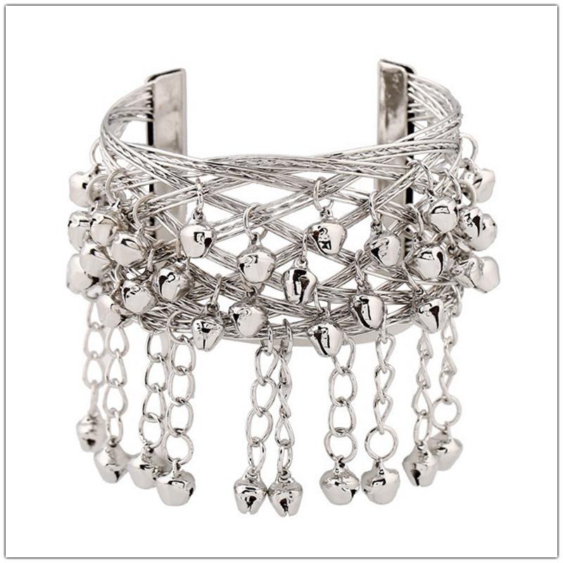 

Этнический браслет-колокольчик для женщин, танцевальный индийский ретро-браслет, полый ручной колокольчик, бахрома, аксессуары