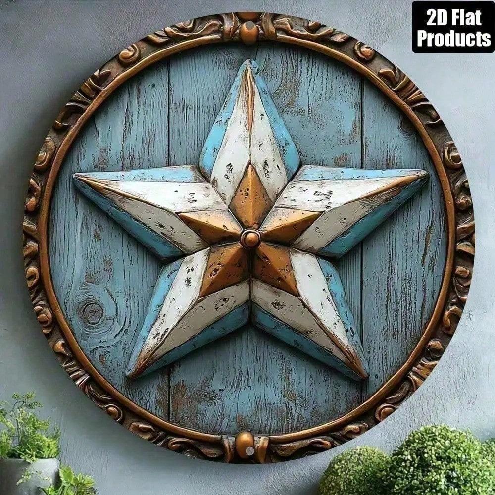 

Звезда Техаса 8x8 дюймов Металлическая настенная табличка Рустик Фермерский стиль Искусство для домашнего бара Кухни Офиса разноцветный