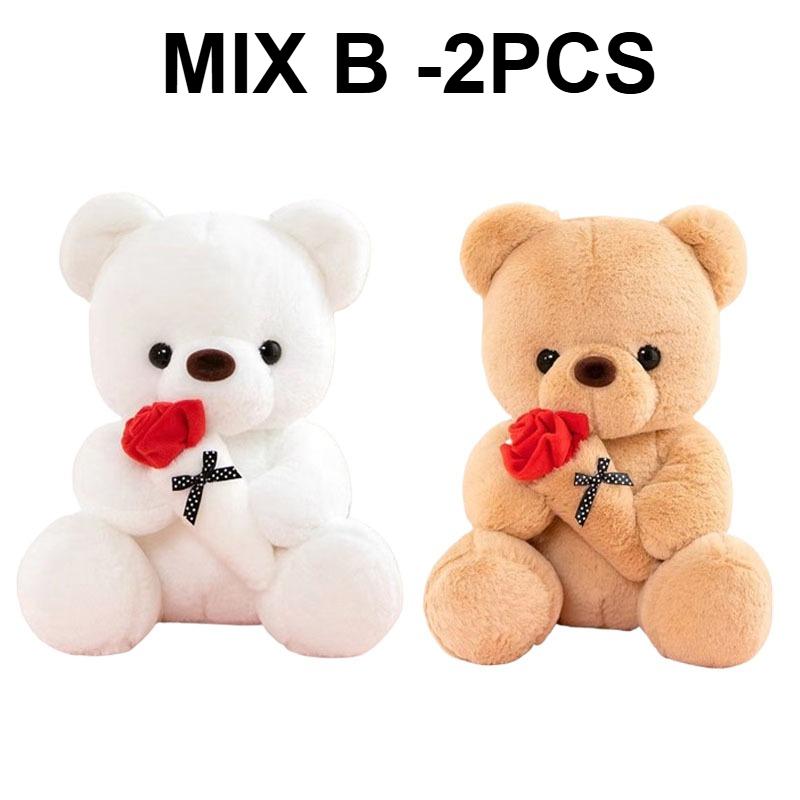1/2/3PCS 25cm/9.84Inch Cute Rose Teddy Bear Plush Toy Small Stuffed Doll Soft Plushie for Girls Romantic Valentine Day Gift