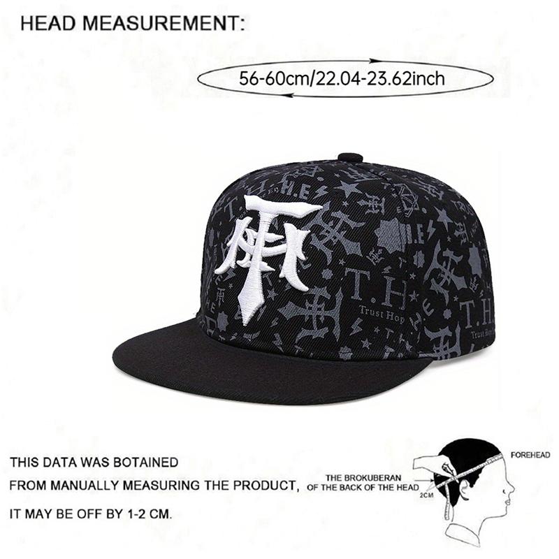 Creative New Baseball Hat T Embroidery Graffiti Hiphop Hat Street Fashion Decorative Hat Daily Leisure Flat Edge Hat Unisex