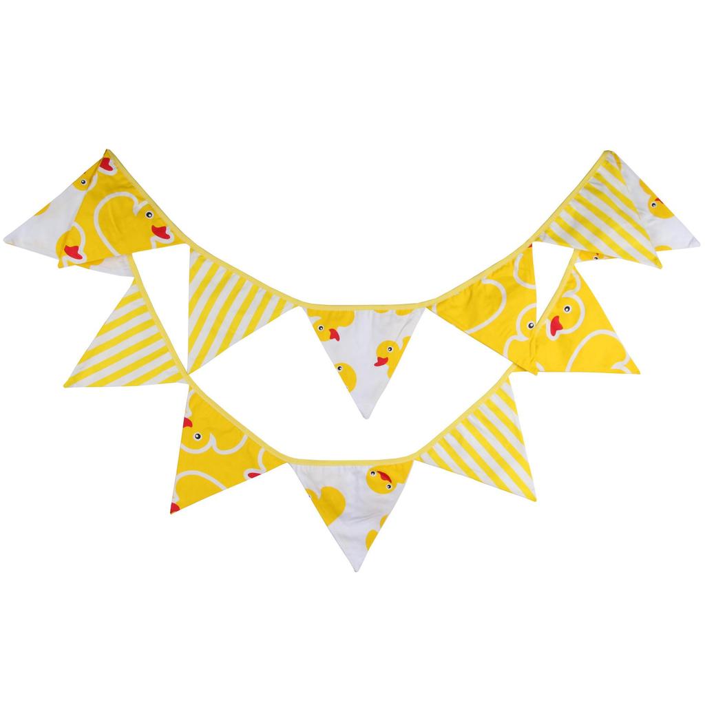 Kids' Yellow Duck Birthday Party Triangle Flag - Cotton Cloth Decoration for Children's Room or Kindergarten
