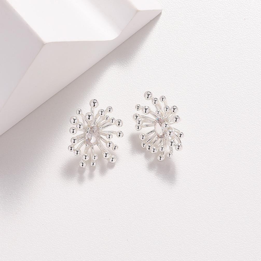 

Корейские серьги-пусеты с фейерверками из серебра для женщин, ins, дизайн ниши в стиле легкой роскоши, высококлассные простые темпераментные серьги, серебряные иглы 925 пробы серебряный