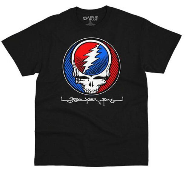 Steal Your Face Skull Lightning Bolt Red Blue Design T-shirt