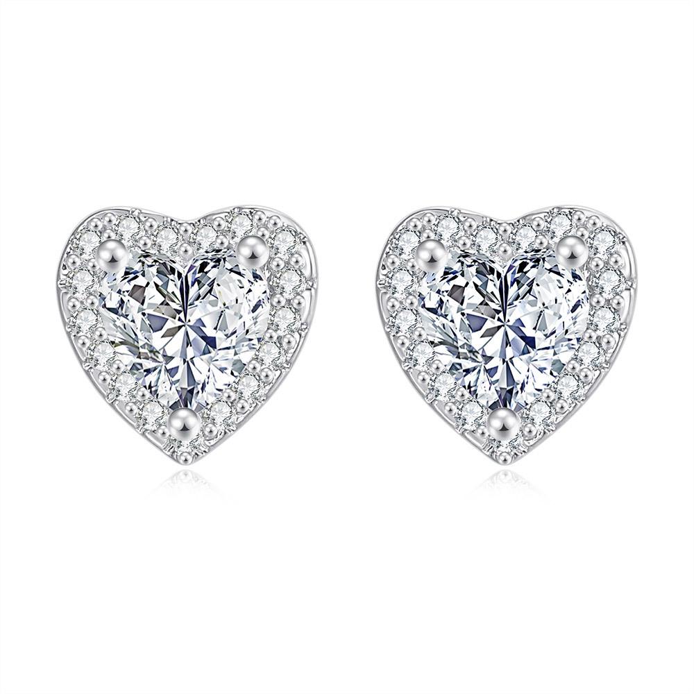 Trendy Shiny Heart Shape Stud Earrings For Women Cubic Zirconia Rose Gold Plated Wedding Gift Ear Jewelry Female DWE082