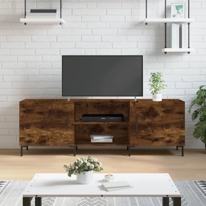 VidaXL Meuble TV chêne fumé 150x30x50 cm bois d'ingénierie 829105