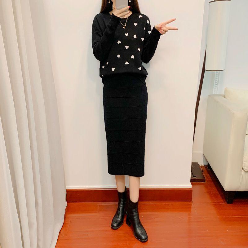 

Fall Sunshine House Export European and American plus Size Women s Clothes Good Texture Elastic Waist Mid-High Waist Knitting Skirt Straight-leg Black 26: waist 116-126