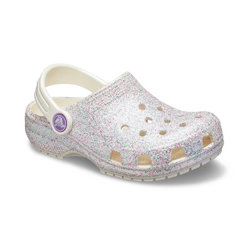 Crocs Zueco Clásico Exterior Punta Abierta Tacón Plano Clásico Brillante Deportivo Sandalias con Agujeros para Niños Color Ostra Modelo Infantil