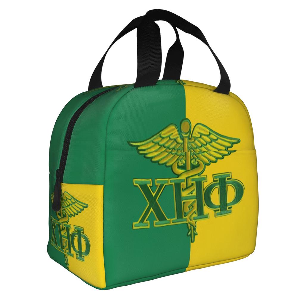 CHI ETA PHI Sorority Nurse 1932 Insulated Lunch Bags for Green and Yellow Resuable Cooler Thermal Bento Box Work School Travel